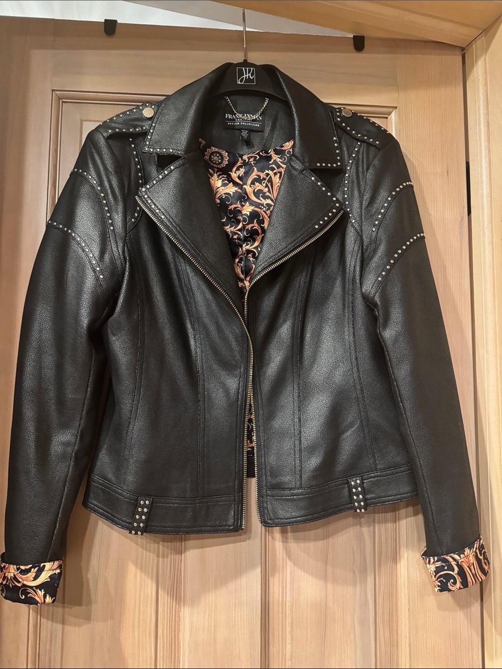 NWOT Frank Lyman Black Silver Studded Leather Jacket